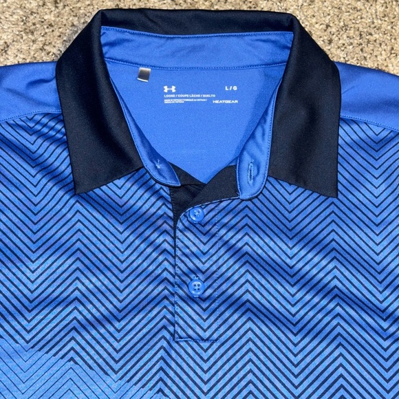 Under Armour Mens L Heat Gear Loose Performance Polo Golf Shirt Lot of 3 Striped - Picture 13 of 16